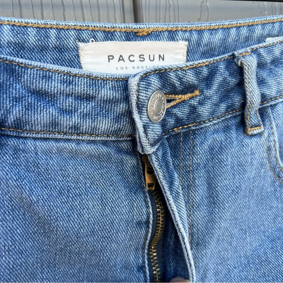 Pacsun Mom Jean Shorts 26 High Rise Distressed Blue Cotton Women’s - Picture 5 of 13